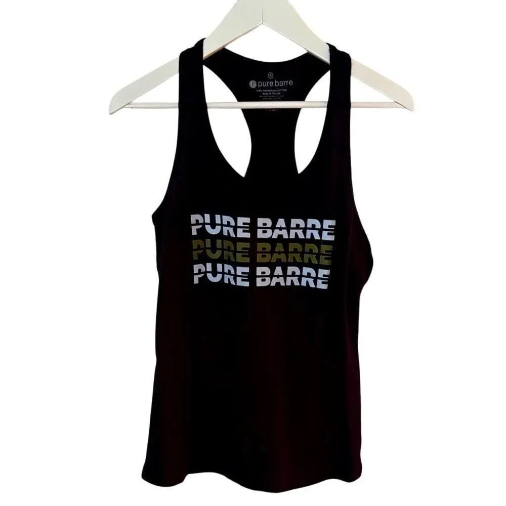 Pure Barre Small Racerback Cotton Tank, Strike Black Logo